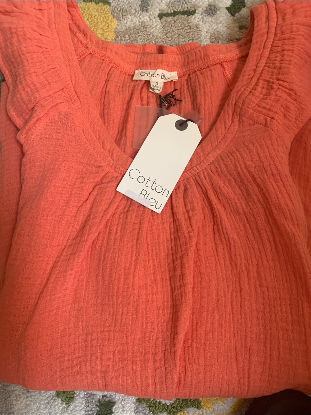 Cotton Bleu Women's Coral V-Neck Gauze Tunic